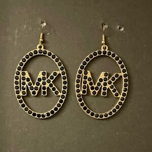 Black & Gold Oval MK Earrings